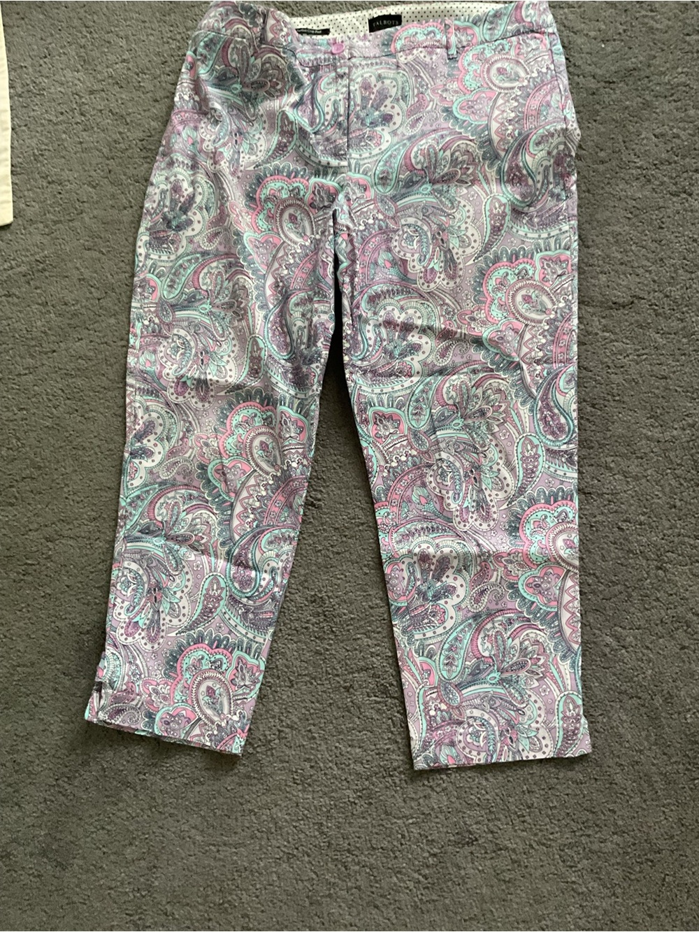 Talbots Paisley Print Capri Pants - Pink & Mint